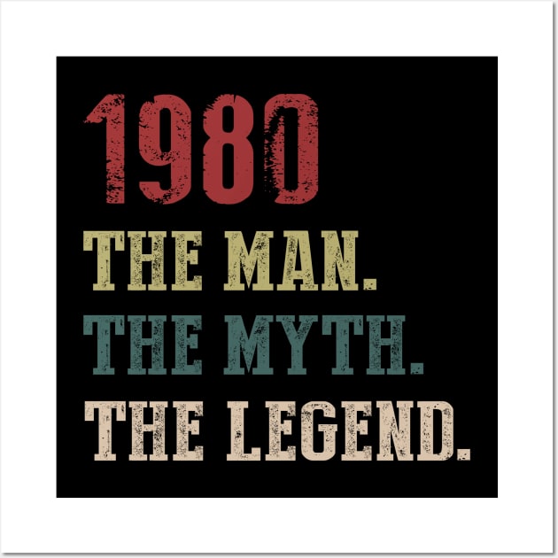 Vintage 1980 The Man The Myth The Legend Gift 40th Birthday Wall Art by Foatui